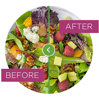 Before: Salad without Avocado – After: Salad with Avocado Substituting Foods with Avocados
