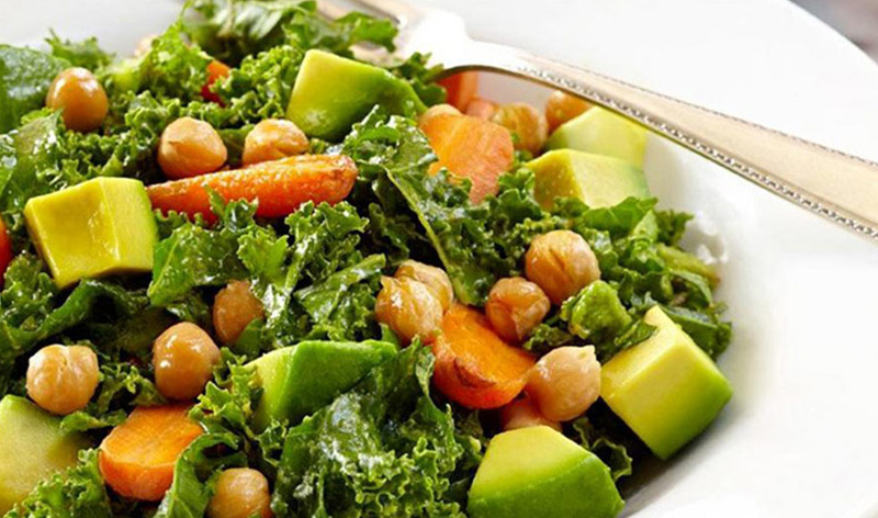 Heart-Healthy Kale Avocado Salad With Roasted Carrots