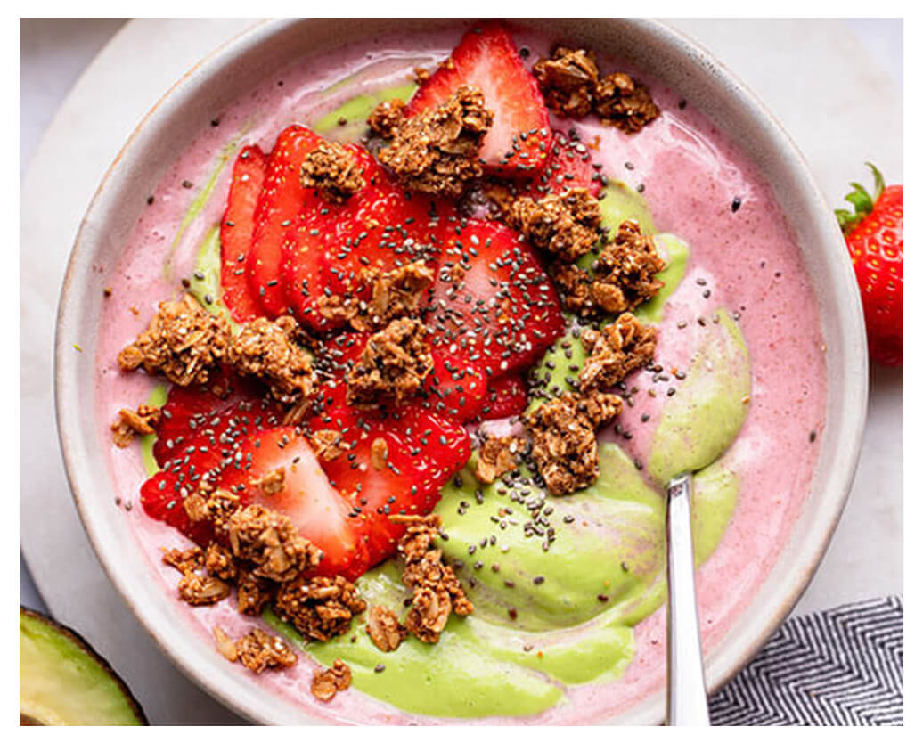 Strawberry Banana Avocado Smoothie Bowl