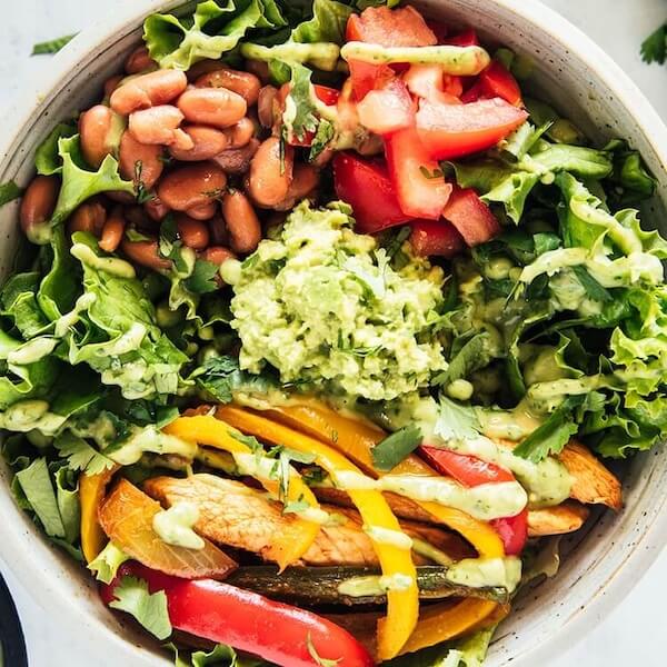 Avocado and Chicken Fajita Salad Bowl