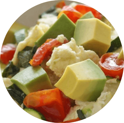 Avocado veggie scramble