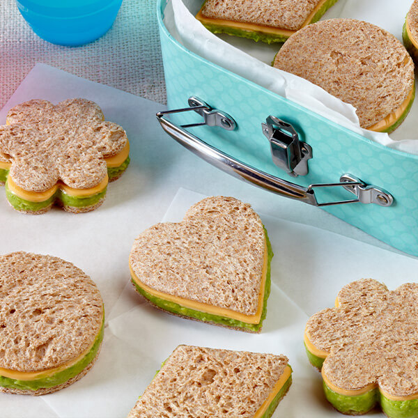 Fun shaped mini avocado sandwiches