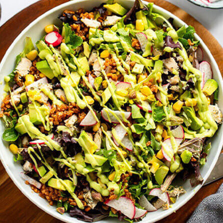 Miso-Marinated Salad with Whipped Avocado&nbsp;Dressing