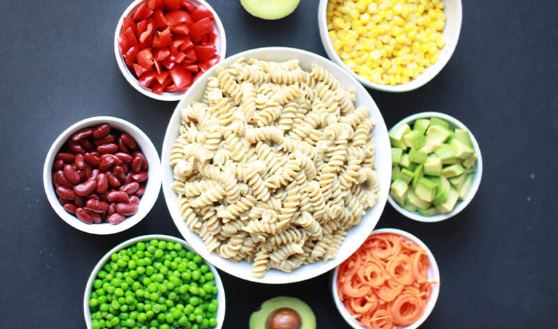Rainbow Avocado Pasta Salad