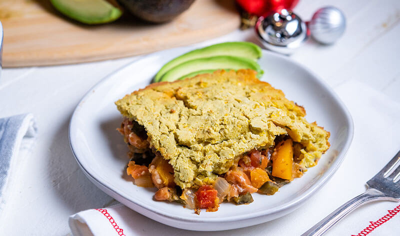 Spiced Vegetarian Tamale Pie with Avocado