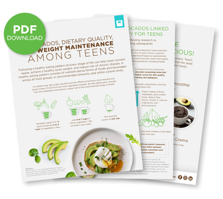 Avocados, Dietary Quality, and Weight Maintenance Among Teens