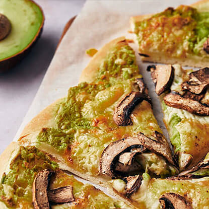 Cheesy Avocado Flatbread with Mushrooms