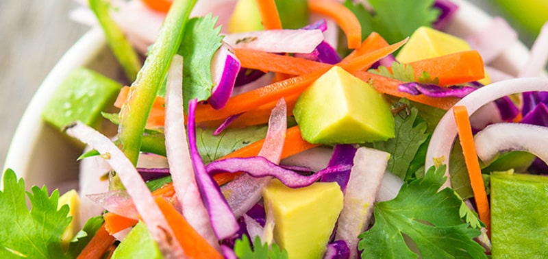 Ripe avocado in a salad