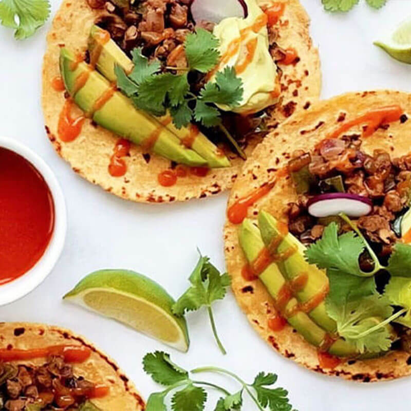 Heart-Healthy Chorizo-Spiced Lentil and Avocado Tacos