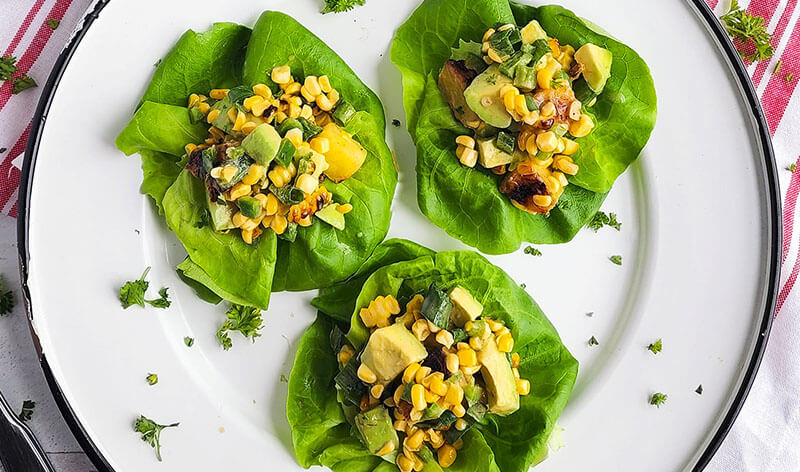 Grilled Pineapple, Avocado, and Corn Salad Lettuce Cups