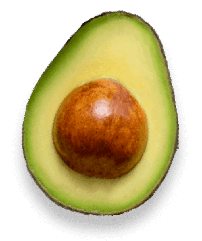avocado half with pit