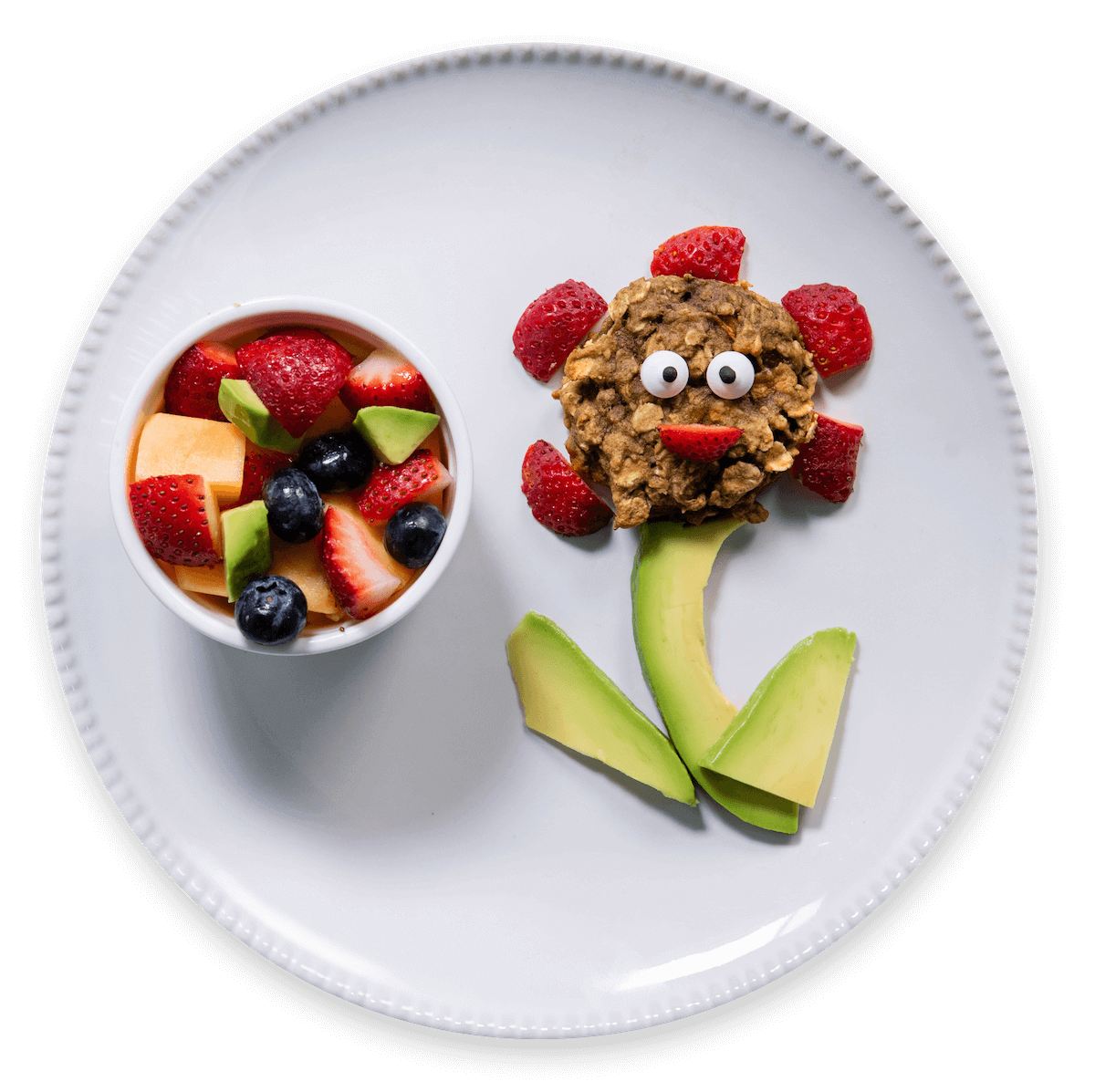 avocado cookies and fruit