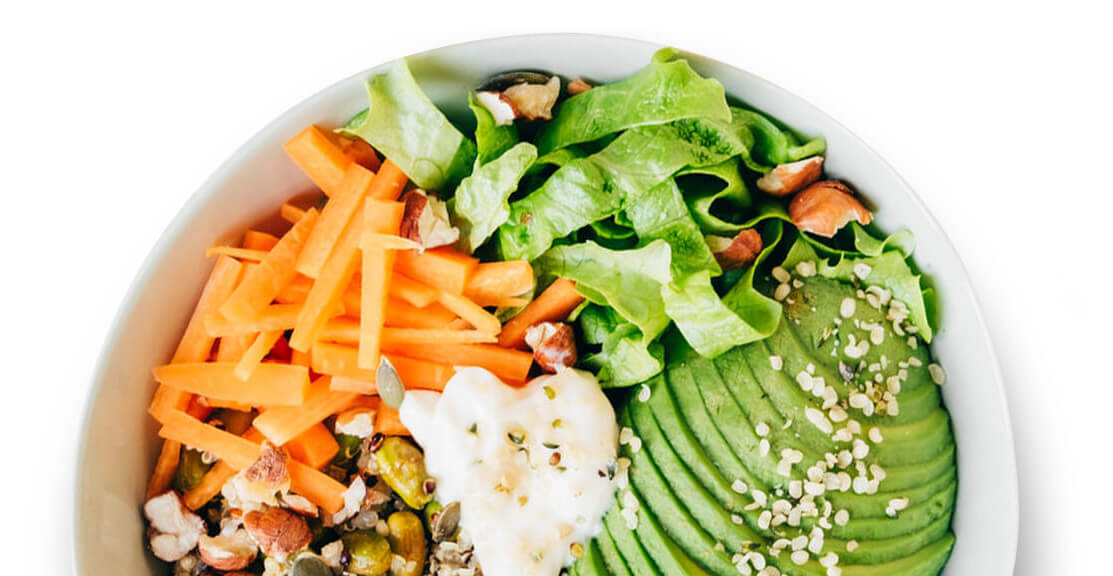 avocado salad bowl with garnish