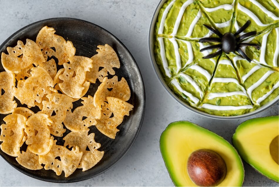 non-candy halloween chips and guacamole