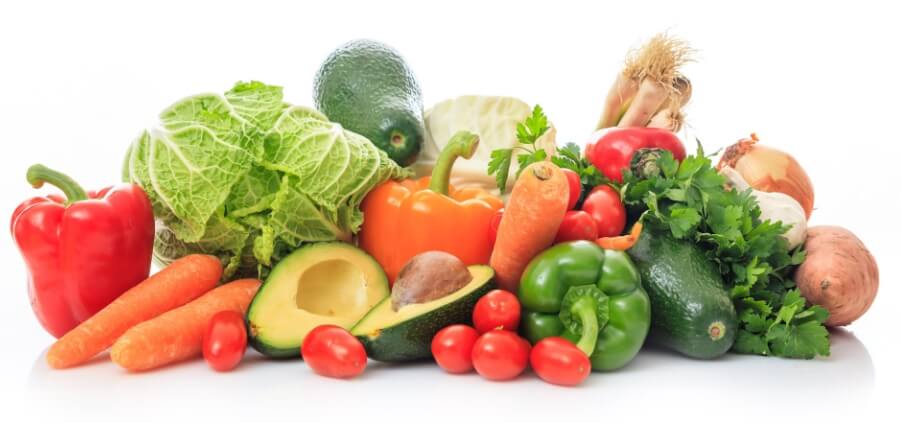 plenty of vegetables and fruits