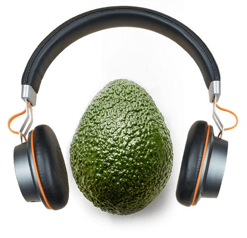 headphones and avocado