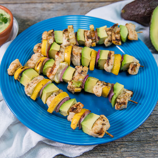 Middle Eastern Avocado Skewers with Avocado Tahini Dipping Sauce