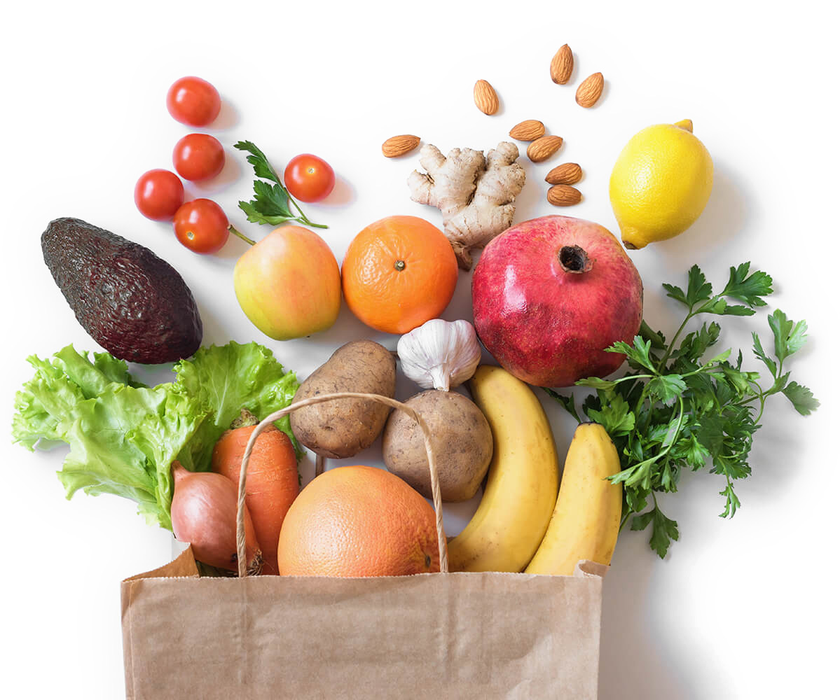 bag of veggie groceries